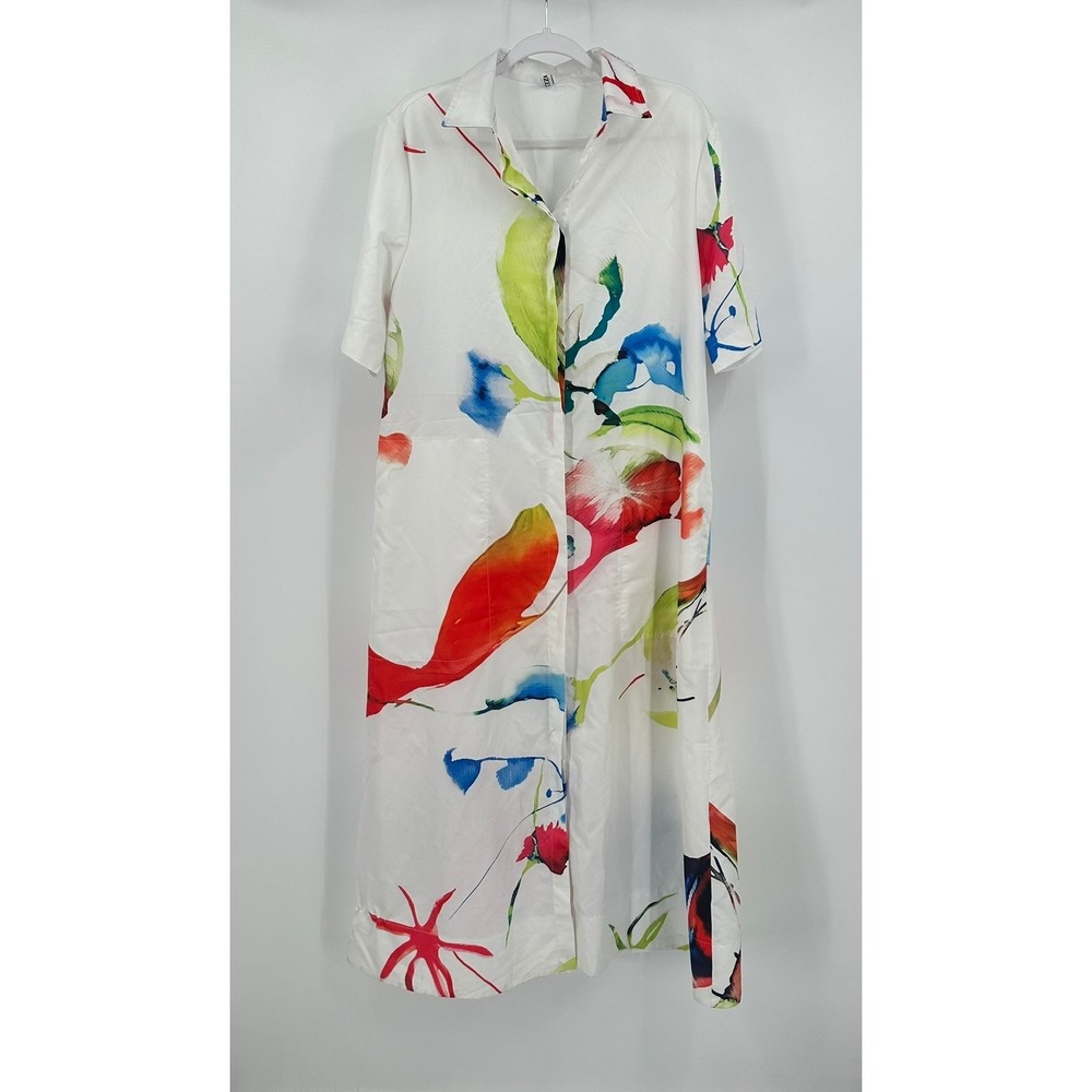 Womens Maximalist Avant Garde Maxi Dress Sz S Oversized Abstract Resort Eclectic